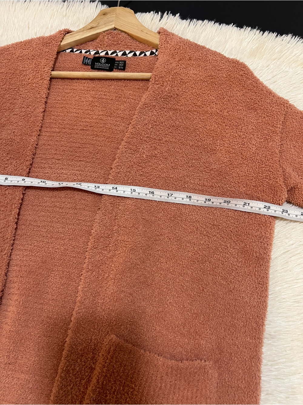 Volcom Lived in Lounge Open Front Cardigan with pockets in Rust Color - XS/Small - Picture 8 of 12